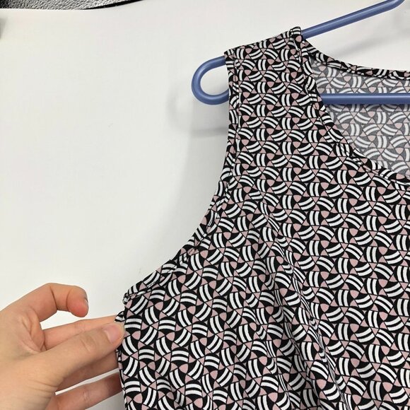 Kenar black white pink abstract tank top with flattering cross  cross in front M - Picture 9 of 15